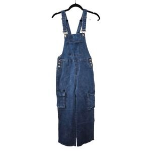 Blue Denim Cargo Overalls Utility Straight Leg Bib Jumpsuit Size M New L.A. Girl